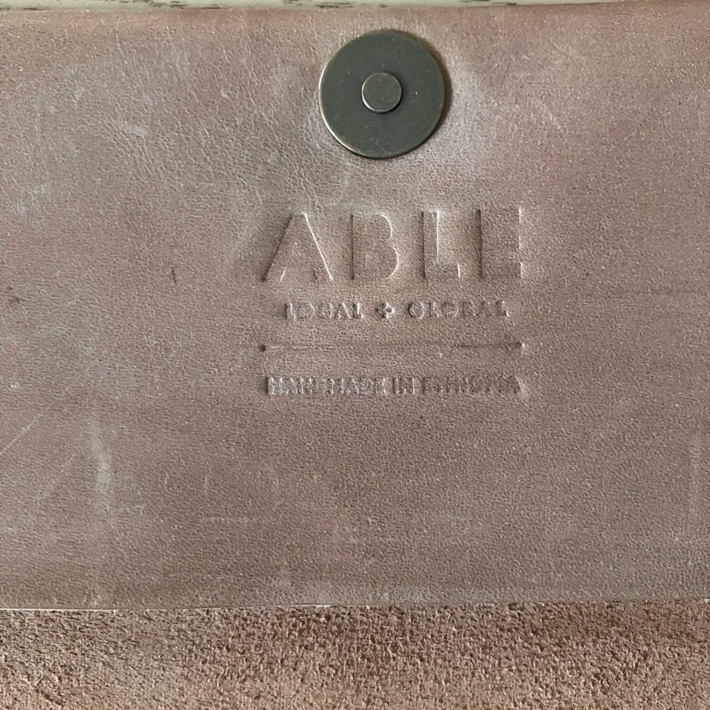 Able Debre Ethiopian  Leather Trifold Wallet in Taupe